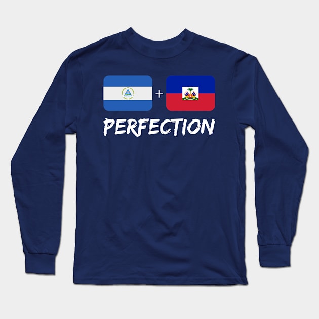 Nicaraguan Plus Haitian Perfection Mix Flag Heritage Gift Long Sleeve T-Shirt by Just Rep It!!